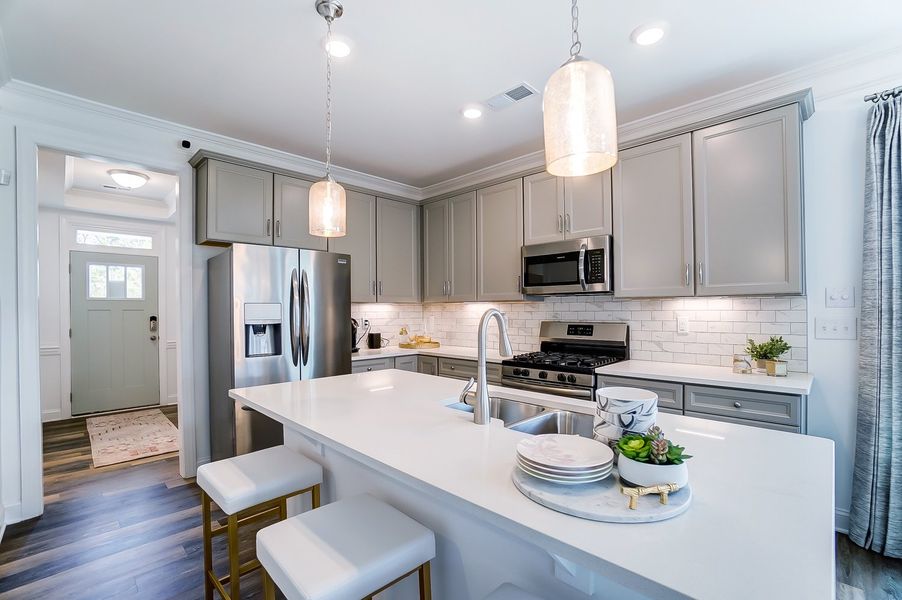 Furnished interior in a model home at Fairview Village Townhomes in Simpsonville (Image 4). Furnished interior in a model home at Fairview Village Townhomes in Simpsonville (Image 4).