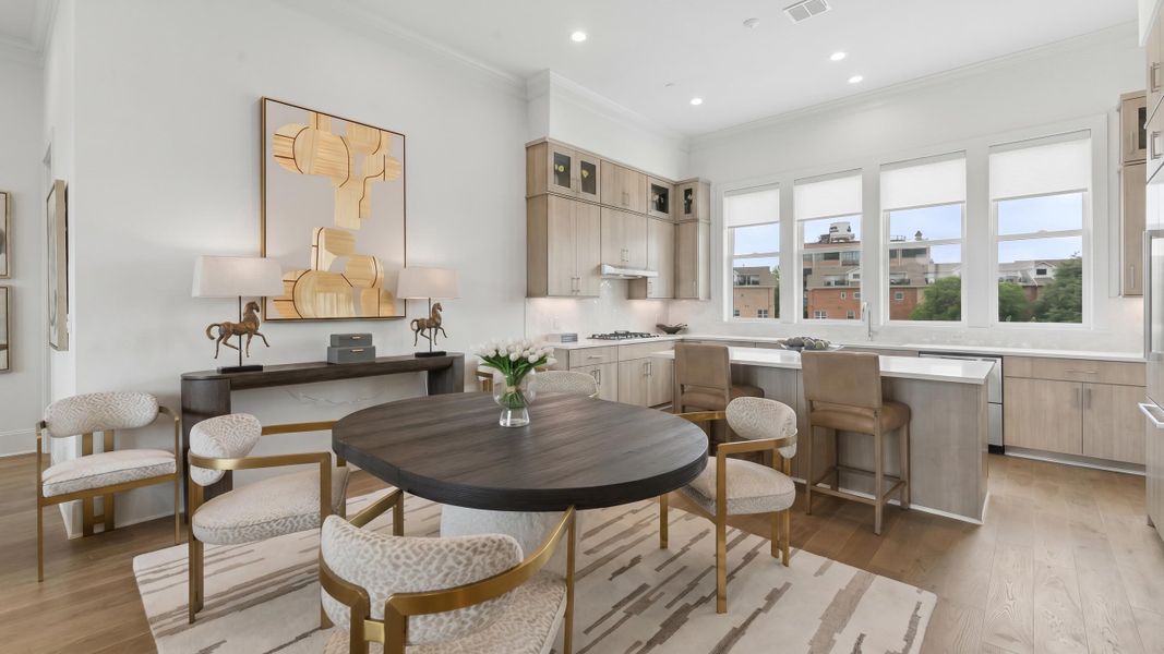 Furnished interior in a model home at The Brownstones at East Quarter in Dallas (Image 11). Furnished interior in a model home at The Brownstones at East Quarter in Dallas (Image 11).