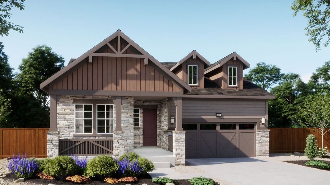 Front exterior of a home in the The Manors Collection at Golden Overlook community, located in Golden, CO (Image 18).