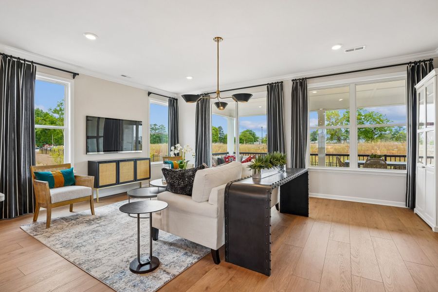 Furnished interior in a model home at South Lake Townes at Flowers Plantation in Clayton (Image 30).