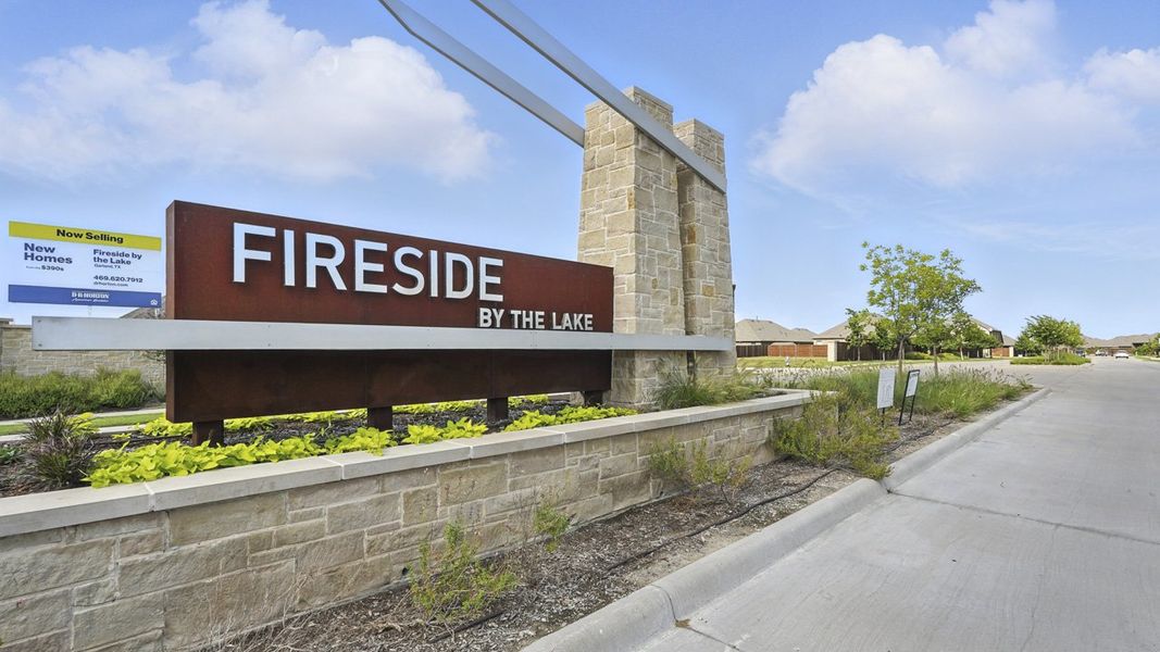 Entrance to the Fireside by the Lake community in Garland, TX, featuring signage and landscaping (Image 2).