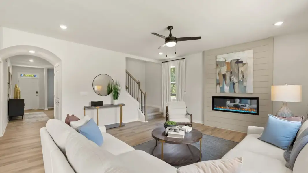 Furnished interior in a model home at Enclave at Stonewall Tell in South Fulton (Image 9).