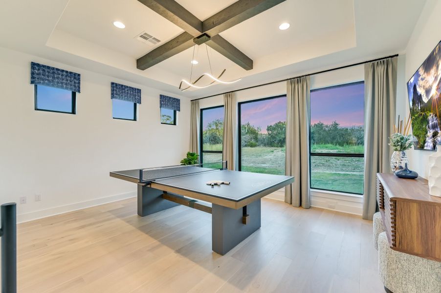 Furnished interior in a model home at Clearwater Ranch in Liberty Hill (Image 45).