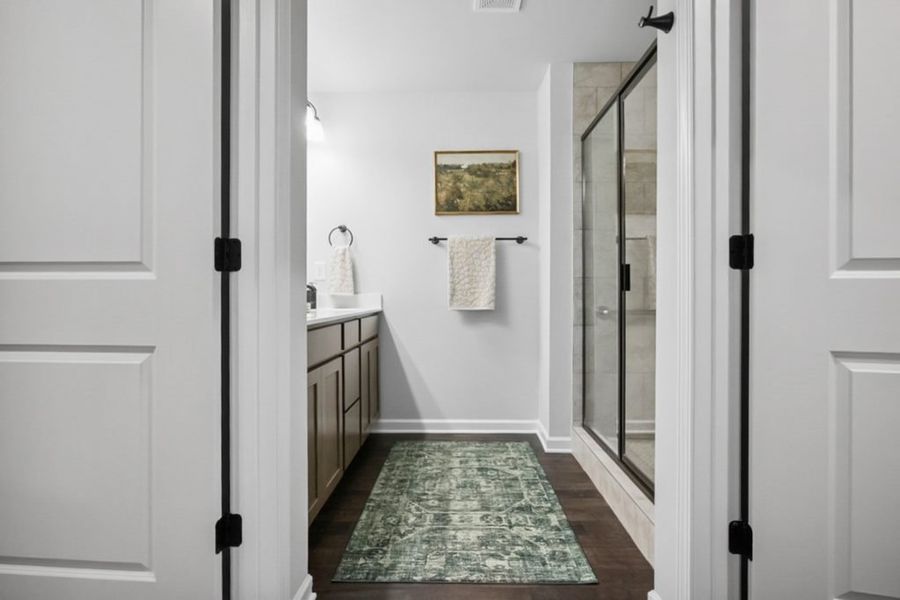 Furnished interior in a model home at Silver Leaf in Dawsonville (Image 19). Furnished interior in a model home at Silver Leaf in Dawsonville (Image 19).