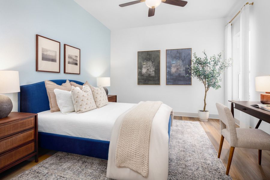 Furnished interior in a model home at Palmera Ridge in Leander (Image 28).