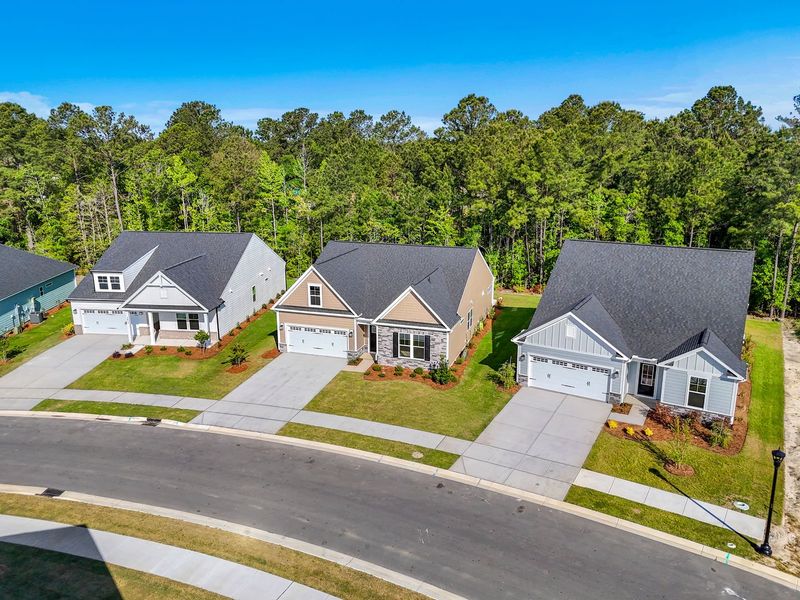 Aerial view of the Trestle Ridge at Brunswick Forest community in Leland, NC, showing layout and nearby surroundings (Image 14). Aerial view of the Trestle Ridge at Brunswick Forest community in Leland, NC, showing layout and nearby surroundings (Image 14).