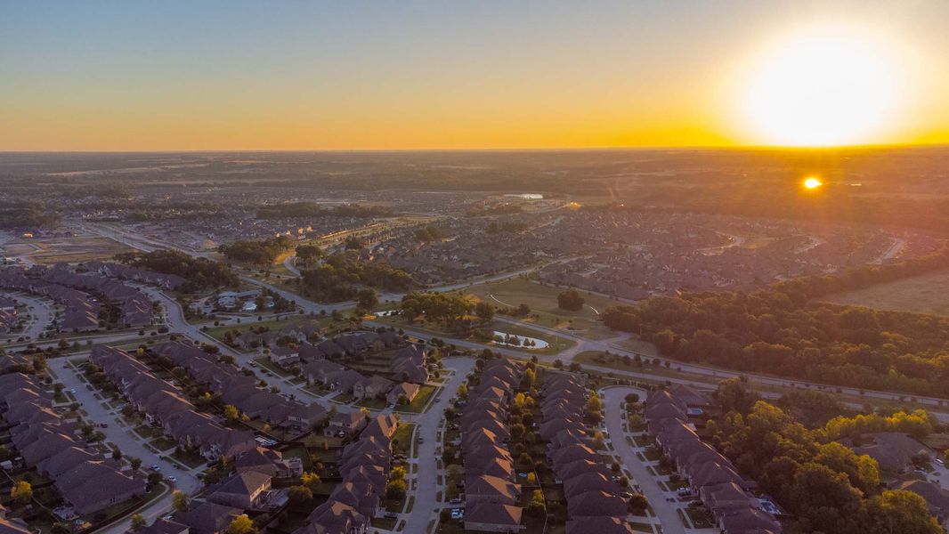 Aerial view of the Trinity Falls community in McKinney, TX, showing layout and nearby surroundings (Image 23).
