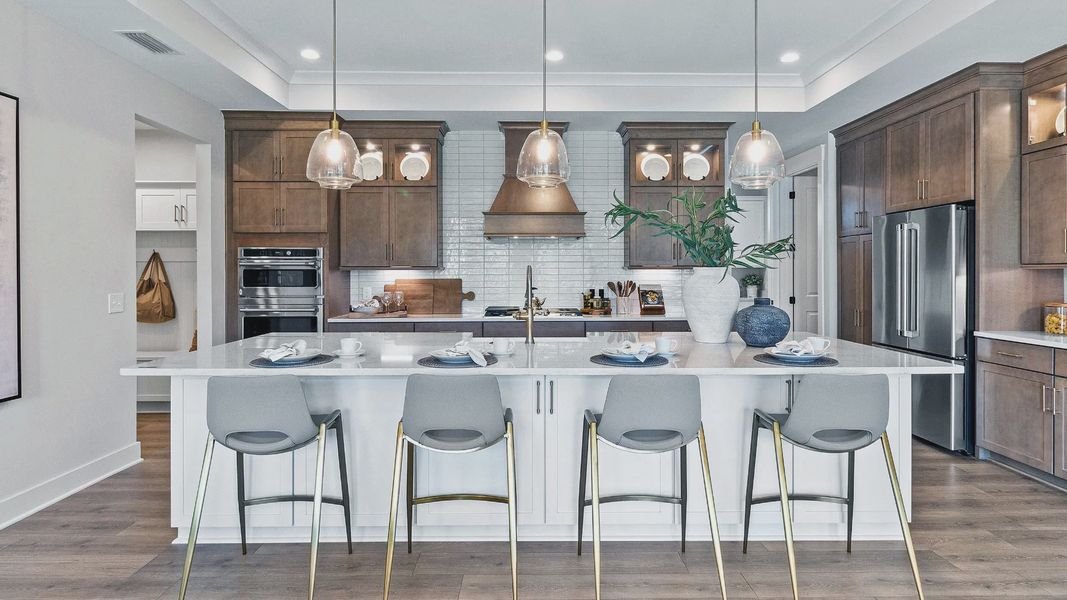 Furnished interior in a model home at The Courtyards on the Greenway in Matthews (Image 5).