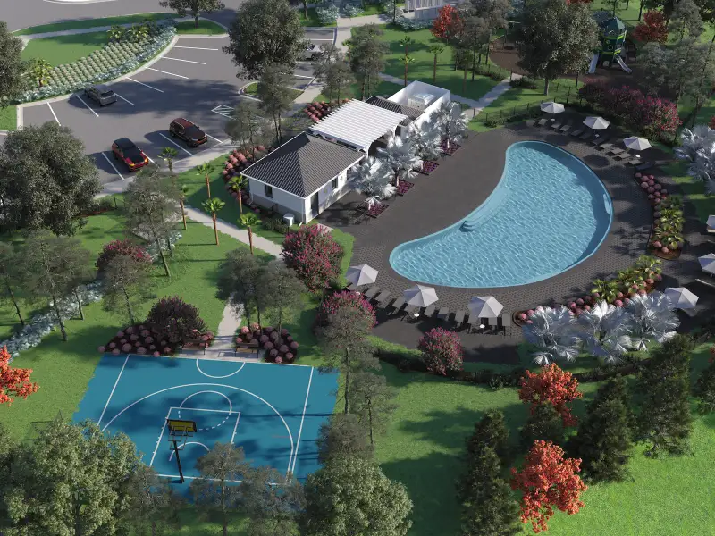 Plans for Park East's amenity center include a resort-style pool, cabana and playground.