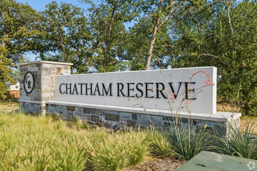 Entrance to the Chatham Reserve community in Providence Village, TX, featuring signage and landscaping (Image 1). Entrance to the Chatham Reserve community in Providence Village, TX, featuring signage and landscaping (Image 1).