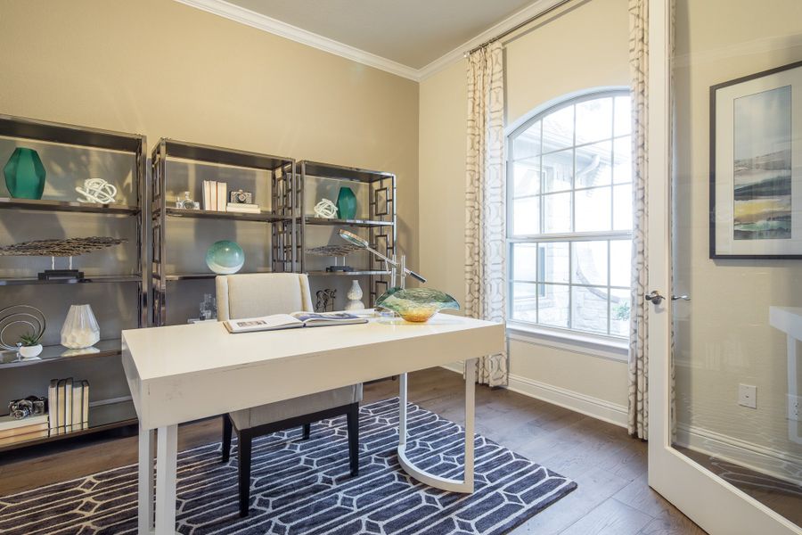 Furnished interior in a model home at Oaks at San Gabriel in Georgetown (Image 24).