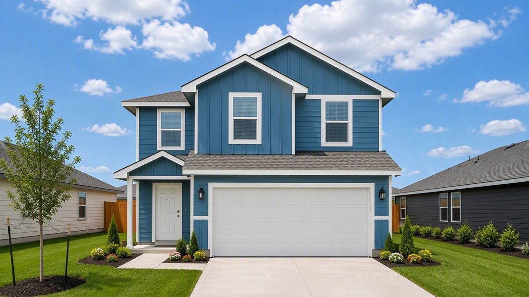 Front exterior of a home in the The Villages at Schwertner Ranch community, located in Jarrell, TX (Image 20). Front exterior of a home in the The Villages at Schwertner Ranch community, located in Jarrell, TX (Image 20).
