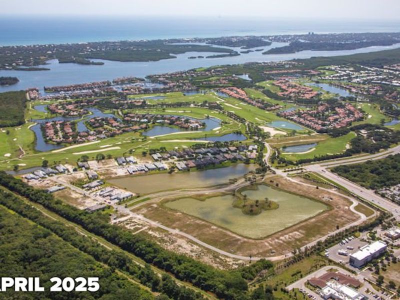 Aerial view of the The Reserve at Grand Harbor community in Vero Beach, FL, showing layout and nearby surroundings (Image 20).