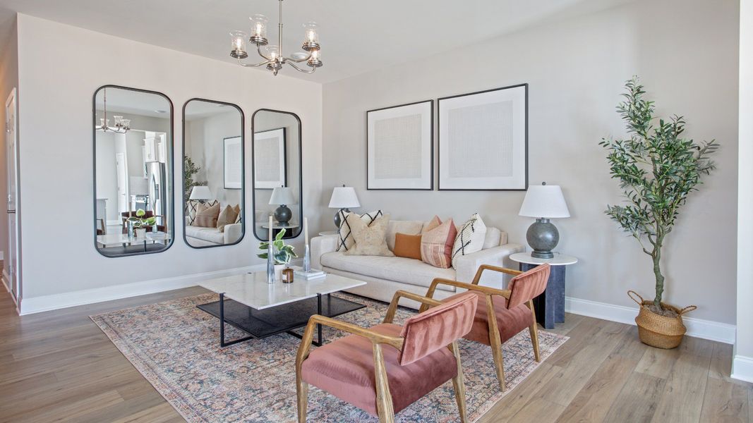 Furnished interior in a model home at Sidney Creek Townhomes in Zebulon (Image 33).