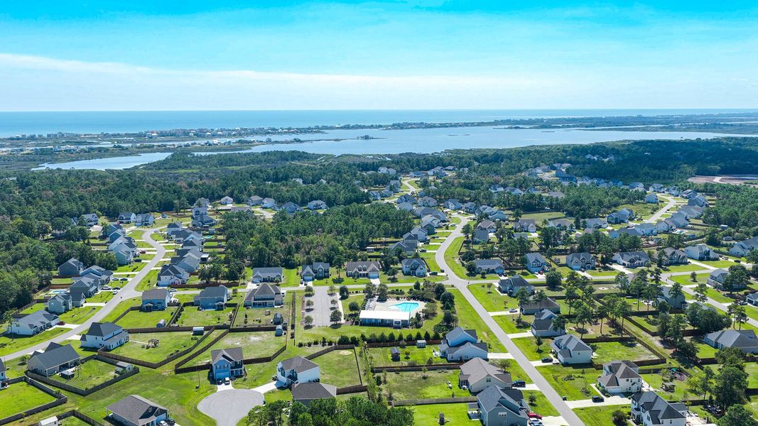 Aerial view of the The Preserve at Tidewater community in Sneads Ferry, NC, showing layout and nearby surroundings (Image 6).