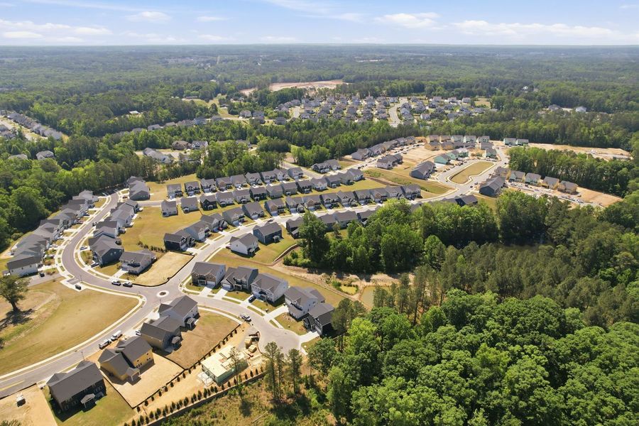 Aerial view of the Williams Grove community in Apex, NC, showing layout and nearby surroundings (Image 10). Aerial view of the Williams Grove community in Apex, NC, showing layout and nearby surroundings (Image 10).