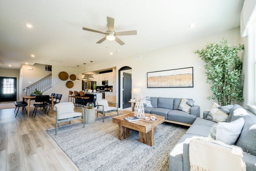 Furnished interior in a model home at Windcrest Farms in Louisville (Image 28).