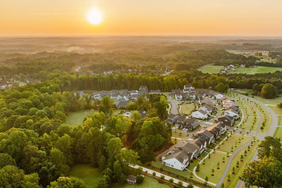 Aerial view of the Mayes Hall community in Davidson, NC, showing layout and nearby surroundings (Image 13).