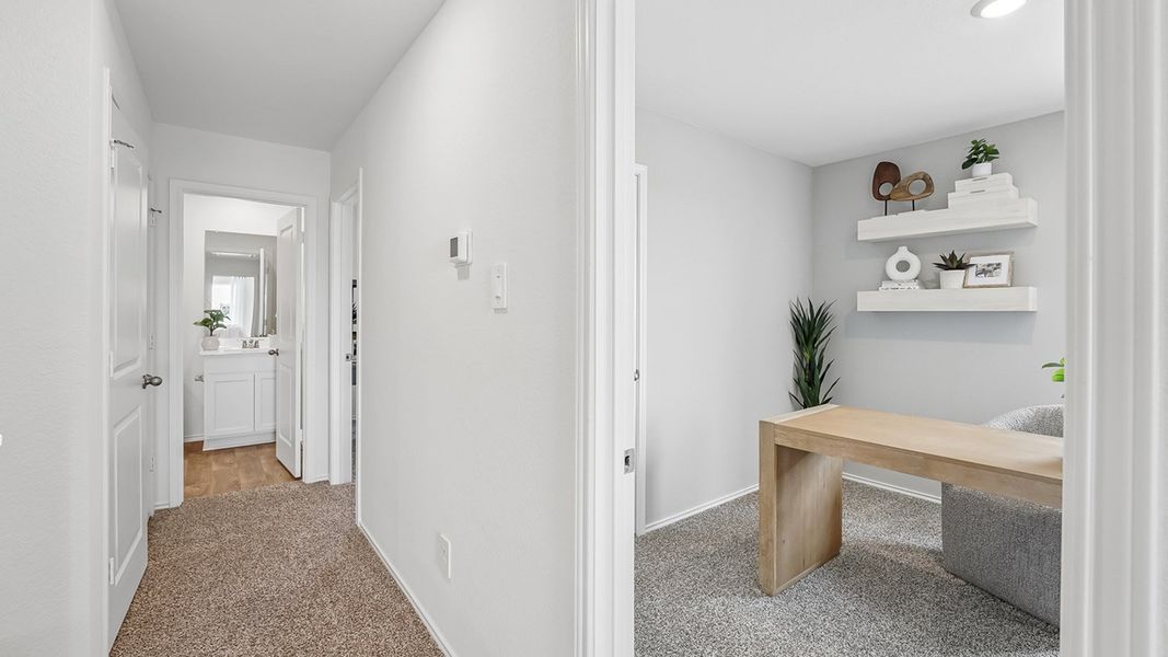 Furnished interior in a model home at Marigold in Kyle (Image 24).