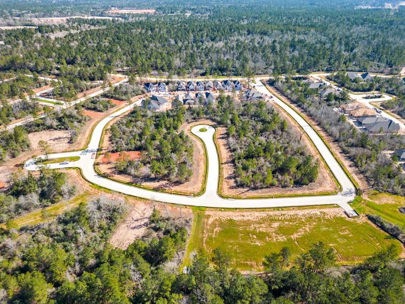 Aerial view of the Kresston: 55ft. lots community in Montgomery, TX, showing layout and nearby surroundings (Image 5). Aerial view of the Kresston: 55ft. lots community in Montgomery, TX, showing layout and nearby surroundings (Image 5).