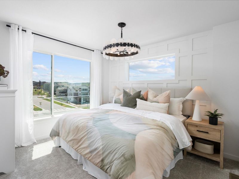 Furnished interior in a model home at Lyric at RidgeGate Townhomes in Lone Tree (Image 8).