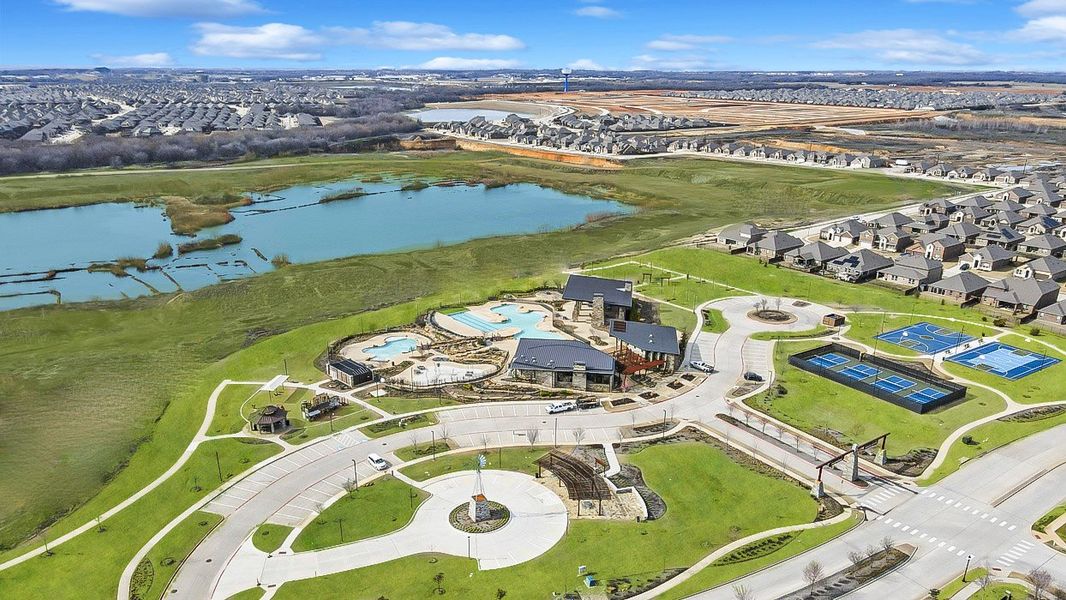 Aerial view of the Silverado community in Aubrey, TX, showing layout and nearby surroundings (Image 1). Aerial view of the Silverado community in Aubrey, TX, showing layout and nearby surroundings (Image 1).