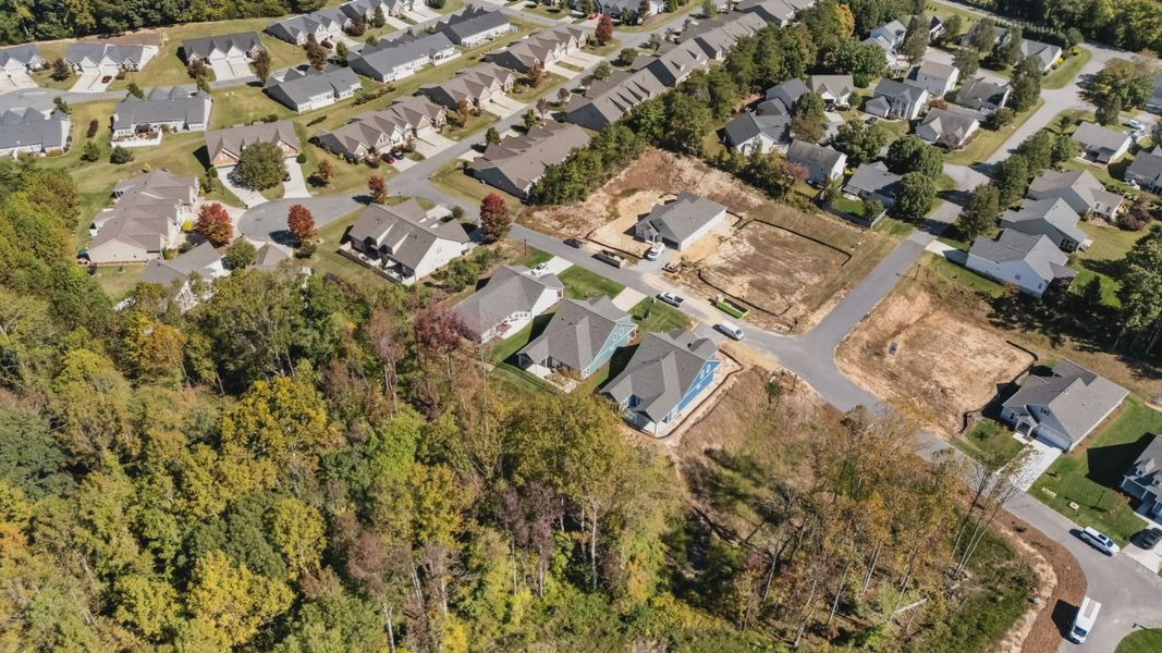 Aerial view of the Salem Brooke community in Clemmons, NC, showing layout and nearby surroundings (Image 1). Aerial view of the Salem Brooke community in Clemmons, NC, showing layout and nearby surroundings (Image 1).