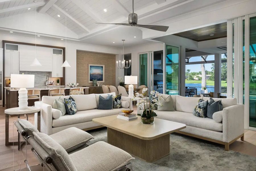 Furnished interior in a model home at The River Club at Carlton in Indian River Shores (Image 6). Furnished interior in a model home at The River Club at Carlton in Indian River Shores (Image 6).