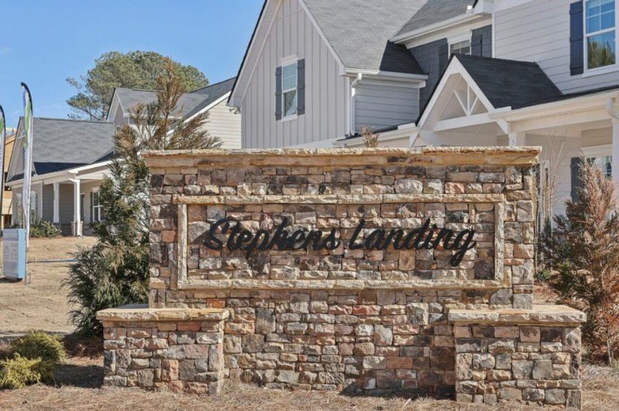 Entrance to the Stephen's Landing community in Loganville, GA, featuring signage and landscaping (Image 2).