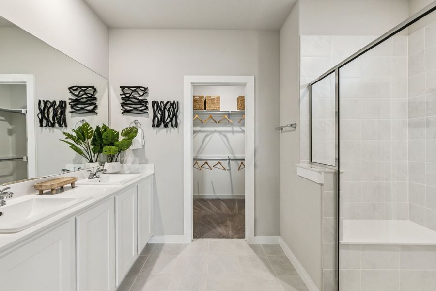 REPRESENTATIVE PHOTO – Primary Bathroom in a Lakehaven Oak model home in Farmersville TX by Trophy Signature Homes