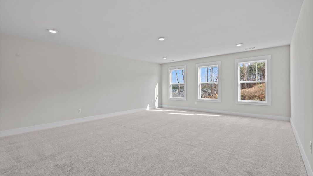 Owner's Suite in a blue and grey ranch style home