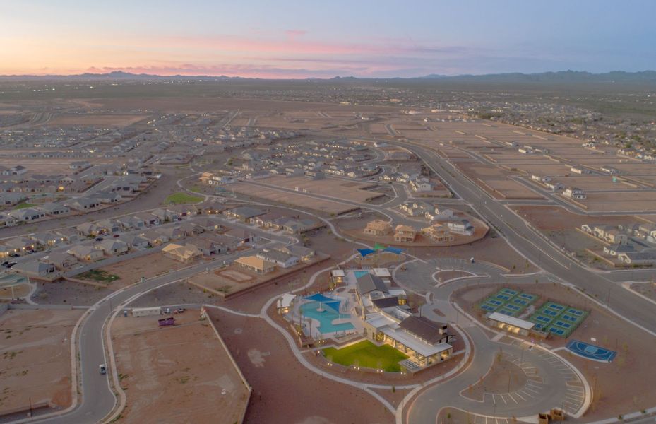 Aerial view of the Asante- Atrium Series community in Surprise, AZ, showing layout and nearby surroundings (Image 6).