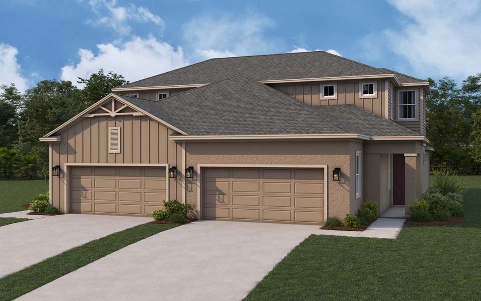 Front exterior of a home in the Fairway Pointe - Villa Community community, located in Sun City Center, FL (Image 13). Front exterior of a home in the Fairway Pointe - Villa Community community, located in Sun City Center, FL (Image 13).