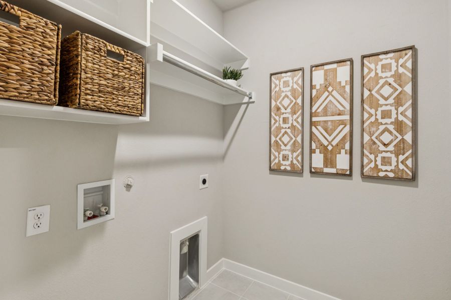 REPRESENTATIVE PHOTO – Utility Room in a Lakehaven Oak model home in Farmersville TX by Trophy Signature Homes