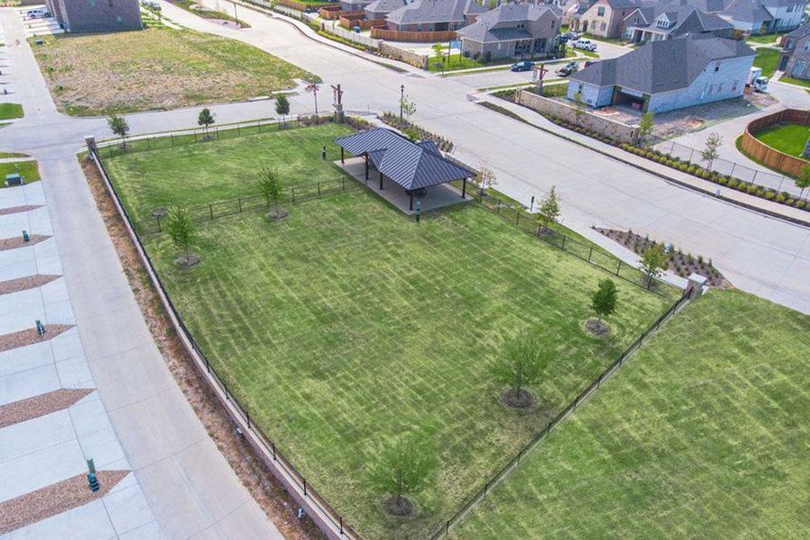 Aerial view of the The Abbey at Mercer Crossing community in Farmers Branch, TX, showing layout and nearby surroundings (Image 9).