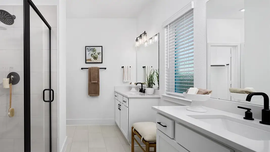 Furnished interior in a model home at The Canopies in Splendora (Image 9).