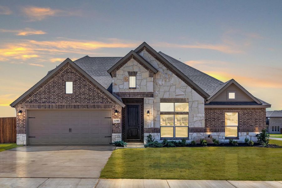 Elevation C with Stone | Concept 2393 at Mockingbird Hills in Joshua, TX by Landsea Homes