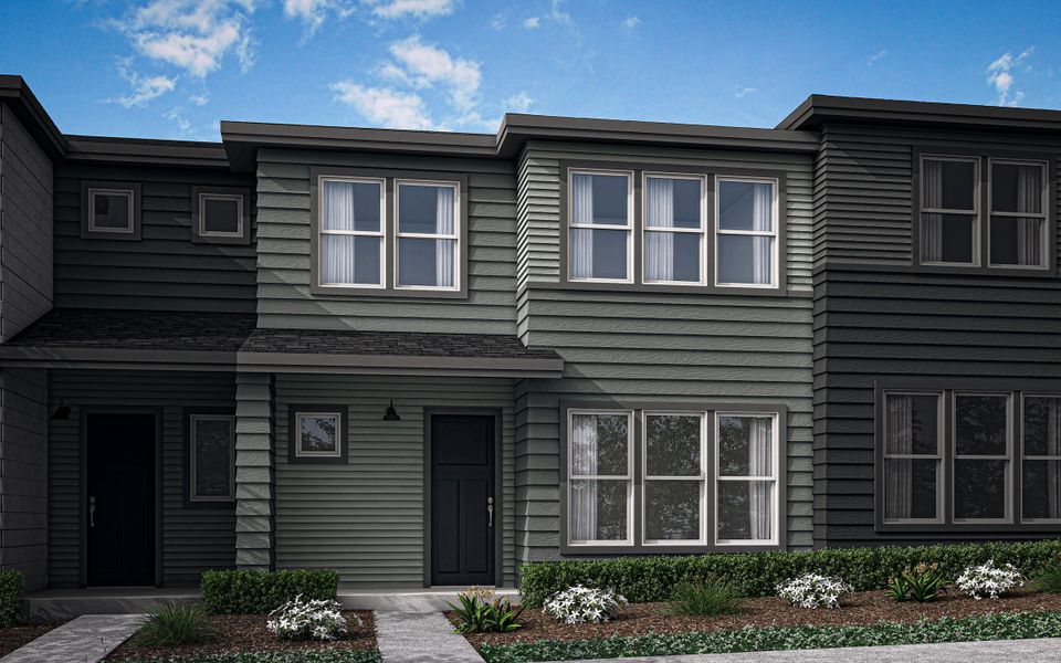 Front exterior of a home in the Candelas Townhomes community, located in Arvada, CO (Image 4).