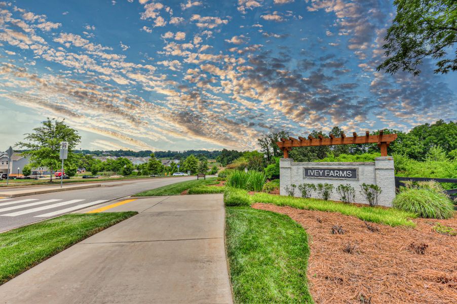 Entrance to the Ivey Farms - The Vintage Collection community in Farragut, TN, featuring signage and landscaping (Image 2).