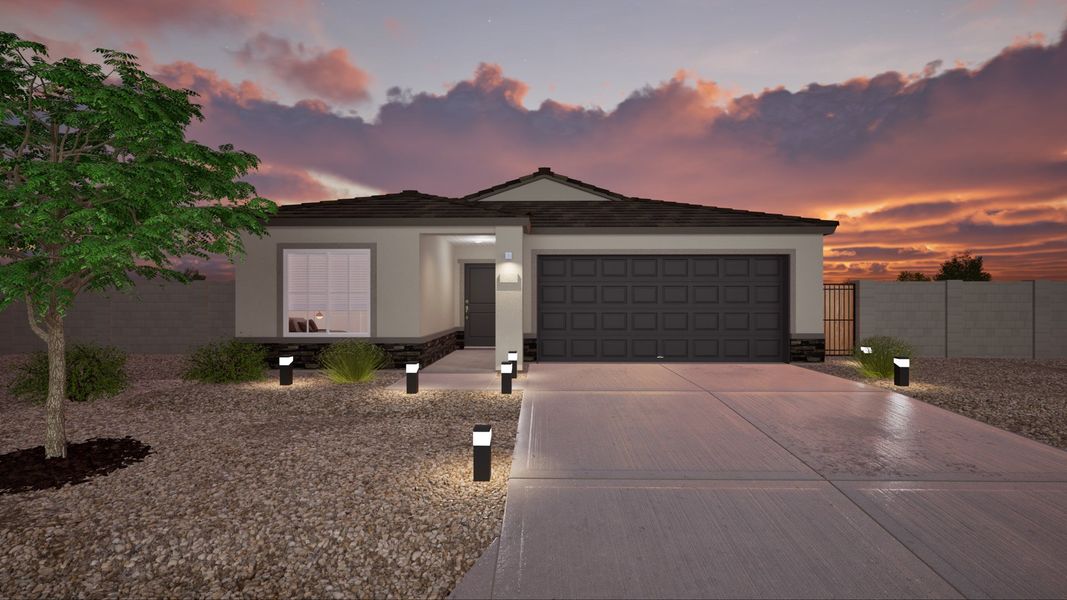Front exterior of a home in the Sonoran Collection at Cross Creek Ranch community, located in Coolidge, AZ (Image 3). Front exterior of a home in the Sonoran Collection at Cross Creek Ranch community, located in Coolidge, AZ (Image 3).
