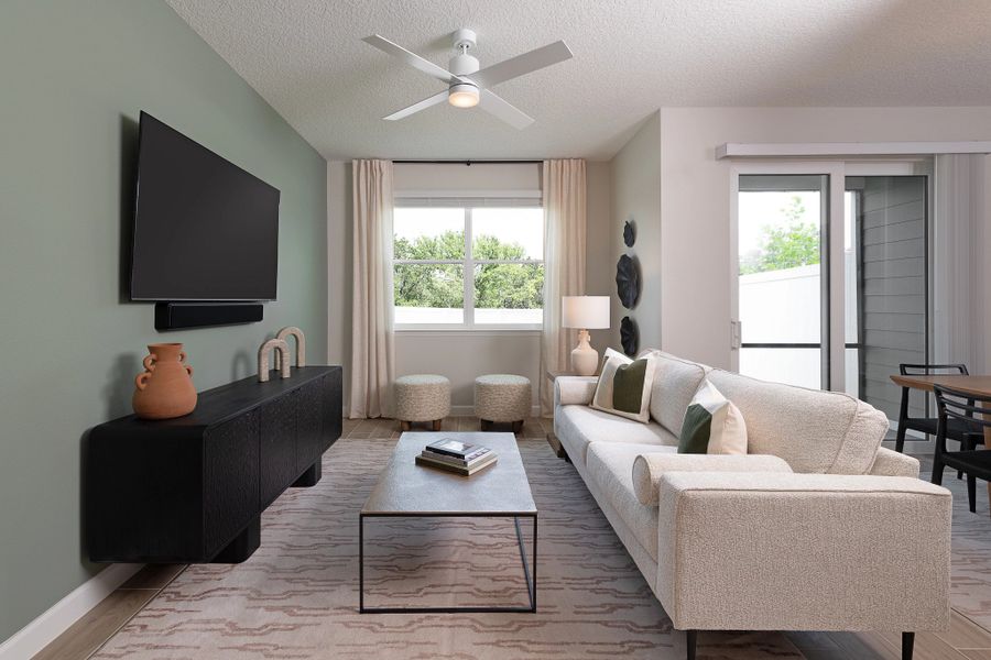 Furnished interior in a model home at Montague Chase in Tampa (Image 11).