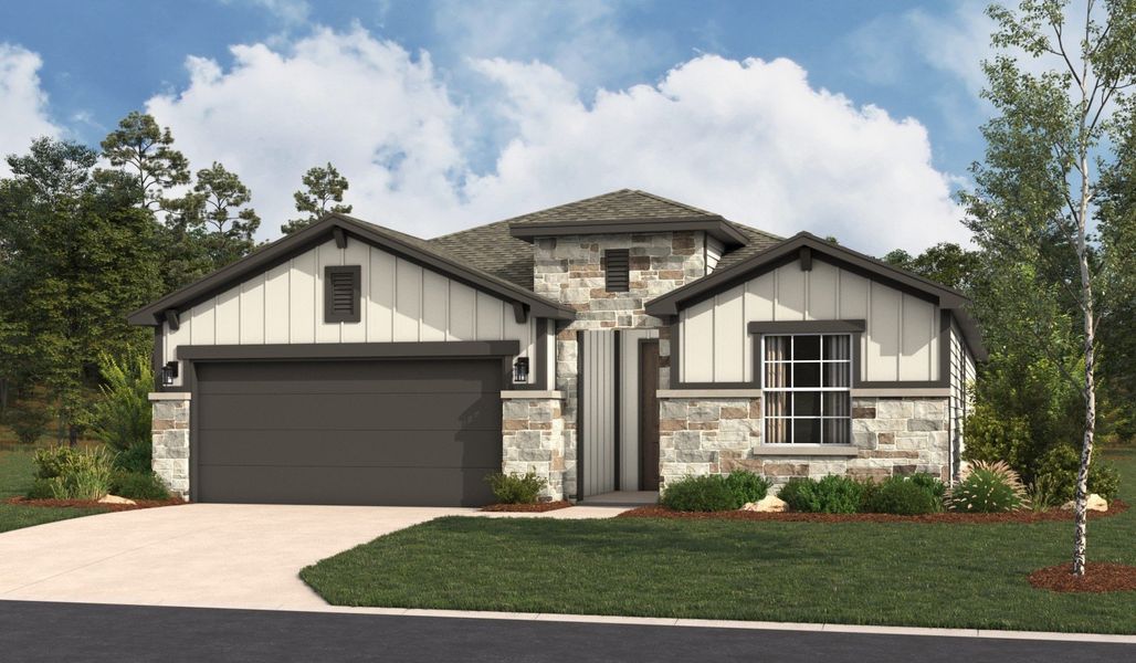 Front exterior of a home in the Hickory Ridge community, located in Elmendorf, TX (Image 12).