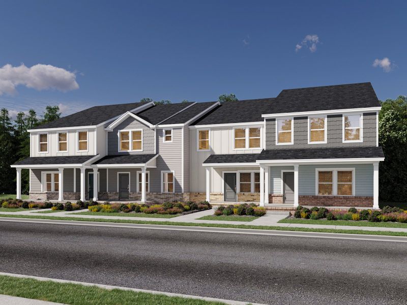 Front exterior rendering at a Meritage Homes community in Zebulon, NC.