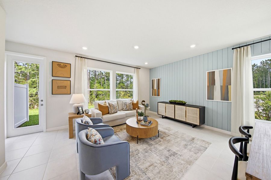 Furnished interior in a model home at Preserve at The Cays – The Harbor Series in Daytona Beach (Image 6). Furnished interior in a model home at Preserve at The Cays – The Harbor Series in Daytona Beach (Image 6).