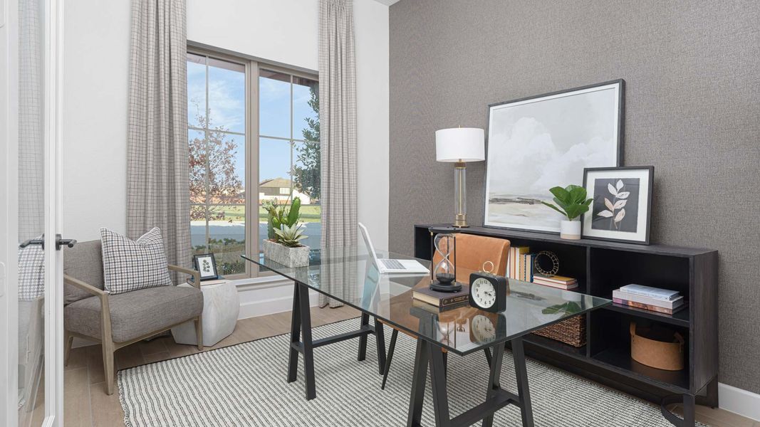 Furnished interior in a model home at Walsh Ranch 60' in Aledo (Image 18).