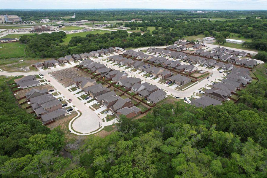 Aerial view of the Gateway Village - The Reserve community in Denison, TX, showing layout and nearby surroundings (Image 2).