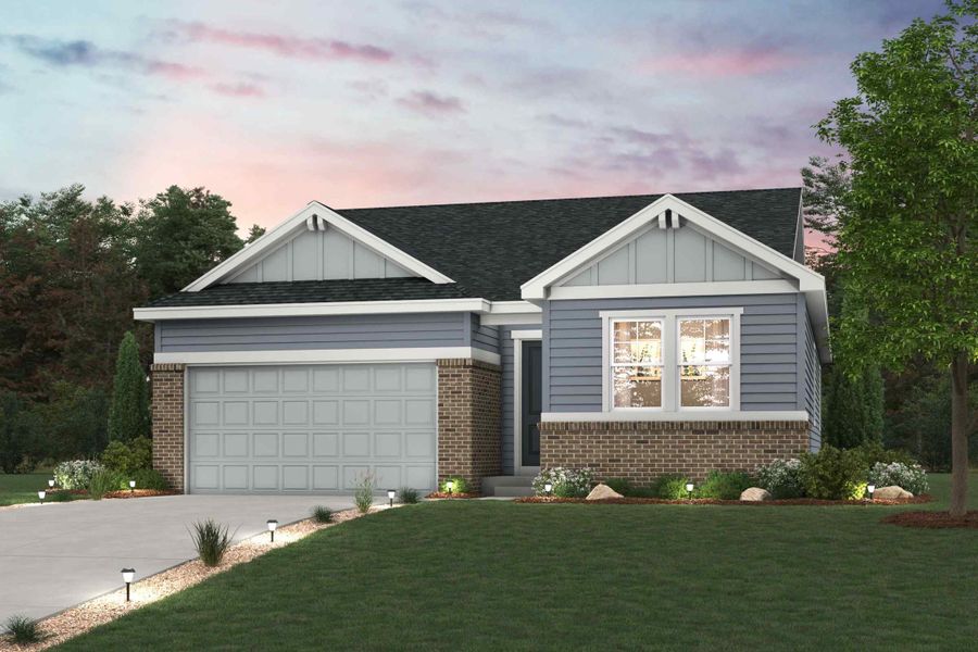 A house with a garage with American Gothic House in the background.