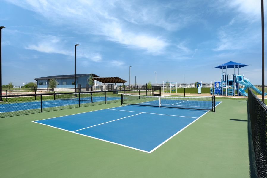 Play a few games at the pickleball courts.