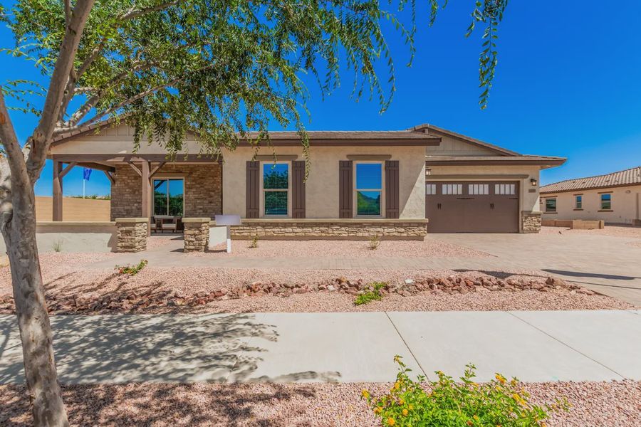 Front exterior of a home in the Bellero Estates community, located in Queen Creek, AZ (Image 2).