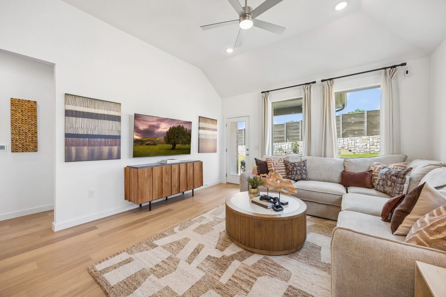 Furnished interior in a model home at Evelyn in Austin (Image 49).